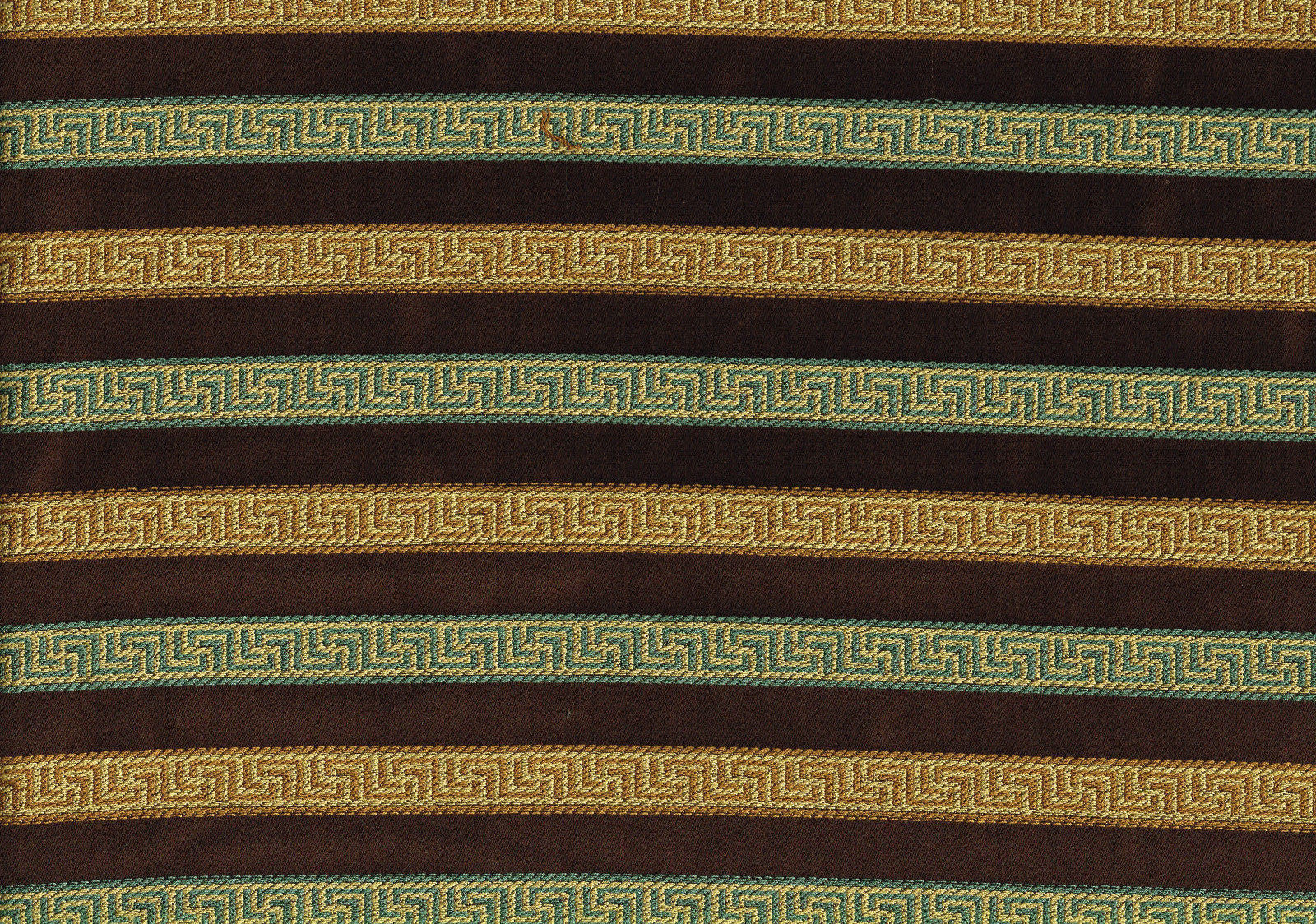 Designer Fabric Brown Teal Gold Stripe Upholstery Weight