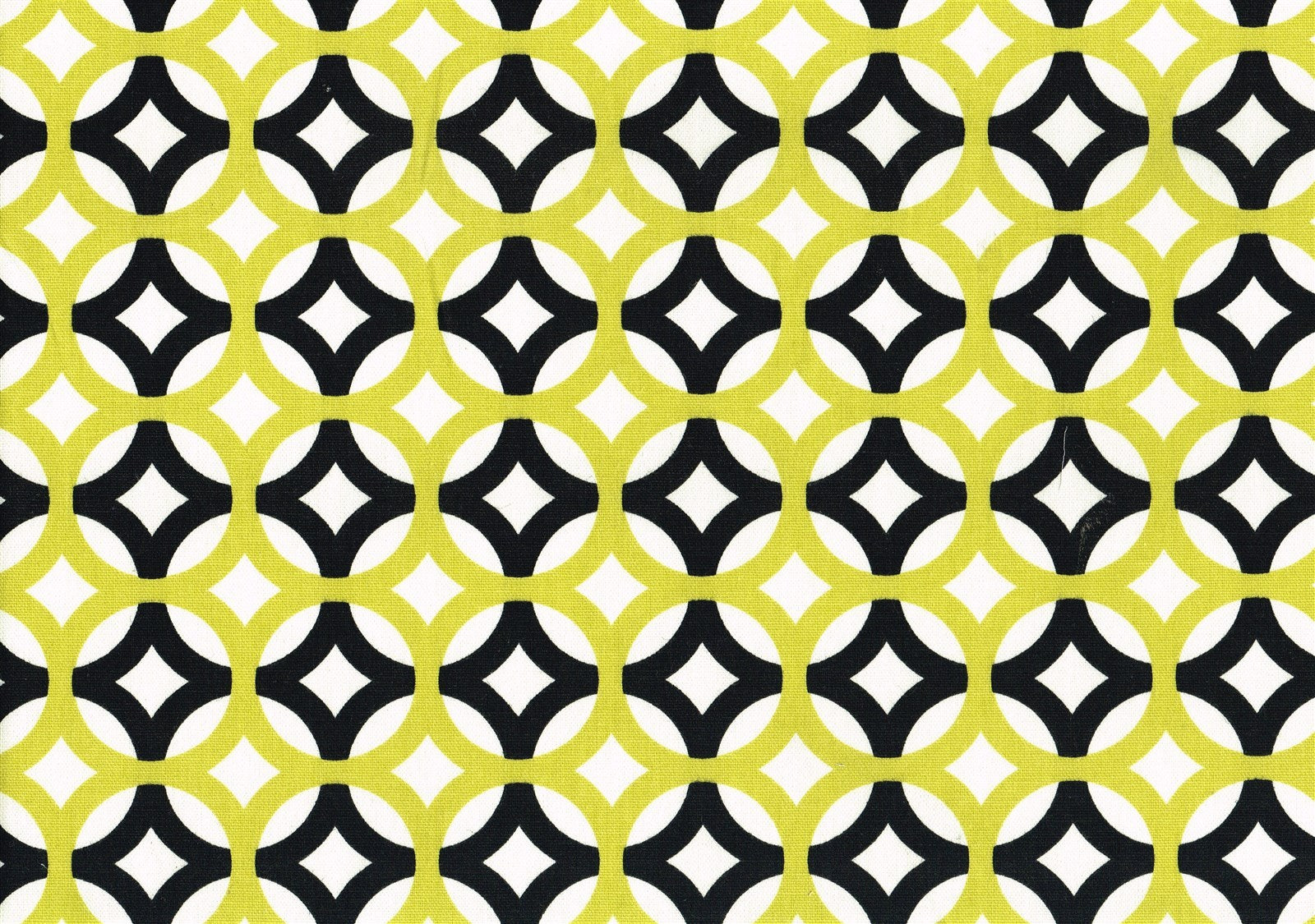 Designer Fabric Chartreuse Black Geometric Print Cotton  Drapery Upholstery 