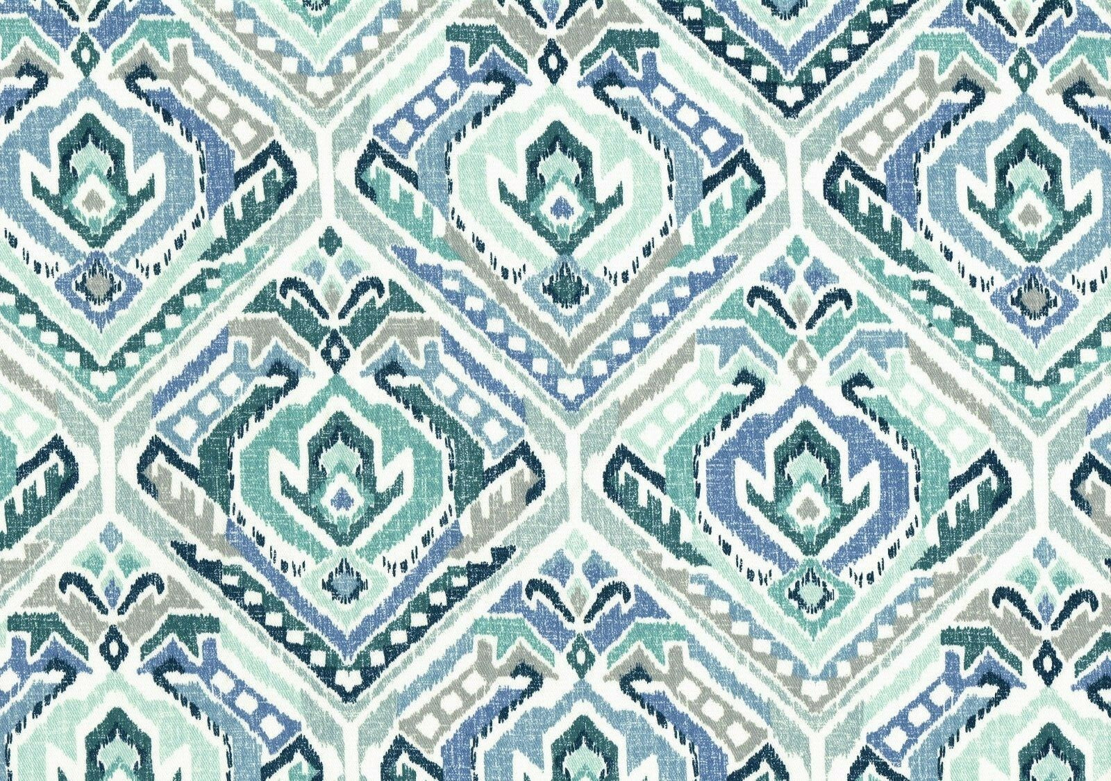 6 Yds  Mill Creek Fabric Blue Green  Cotton Print  Drapery  Upholstery  