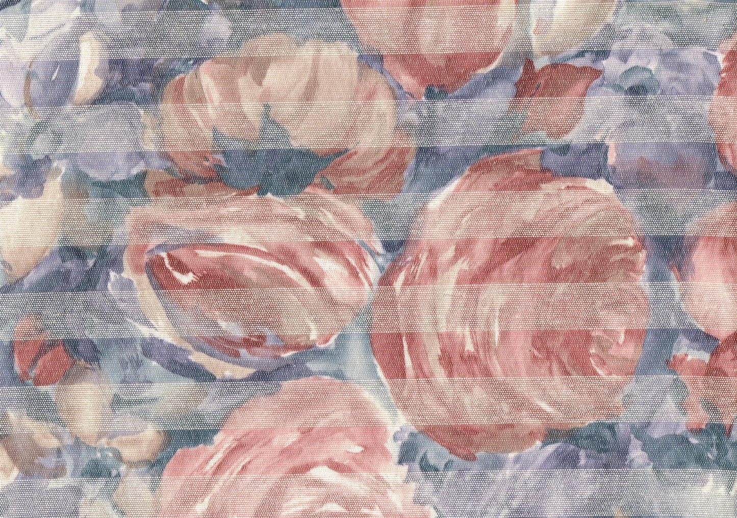 Transprint Fabrics Blue Rose Brown Floral Striped   Drapery Upholstery  