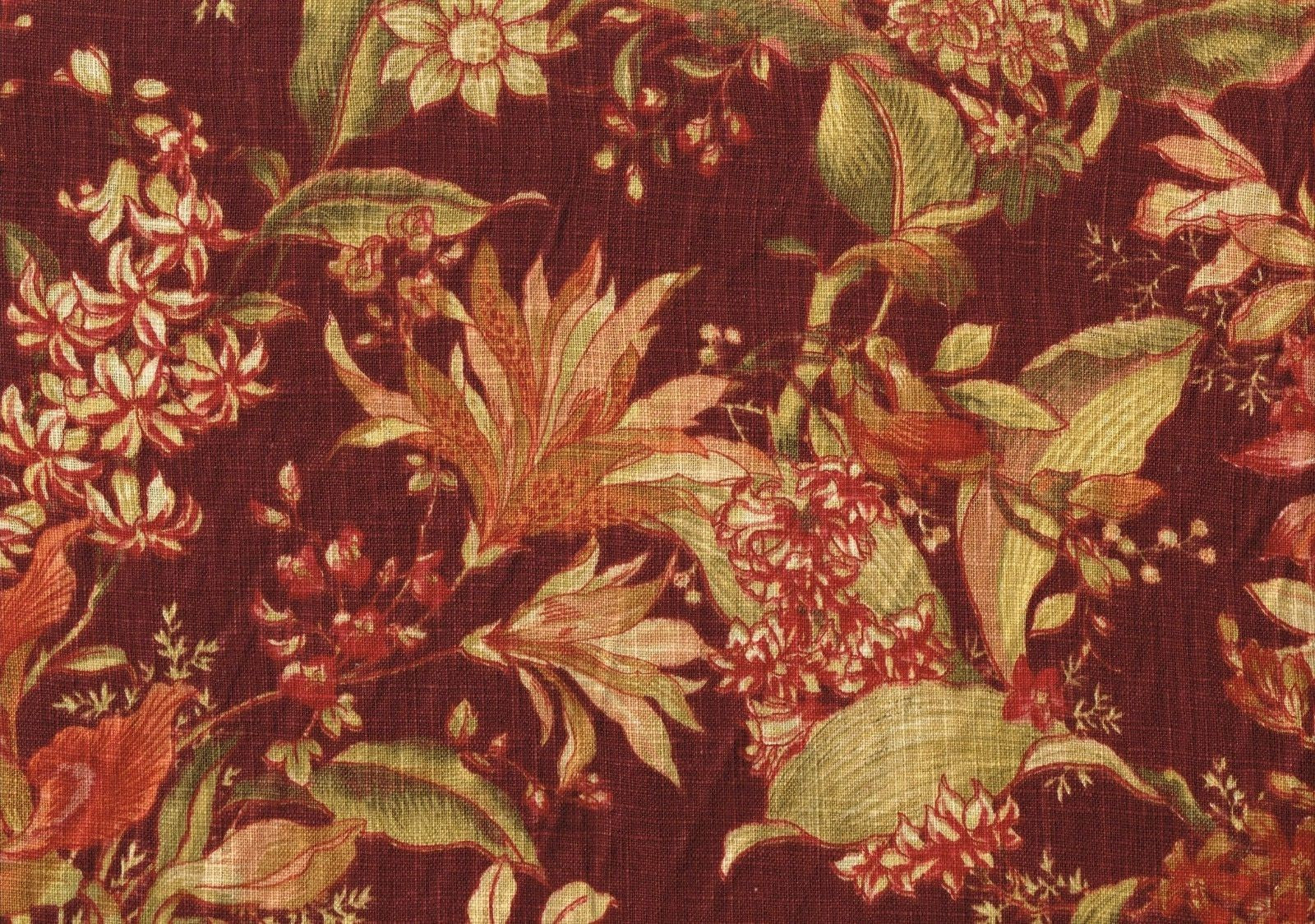 Richloom Fabric Wentworh  Burgundy Green Gold  Drapery Upholstery 