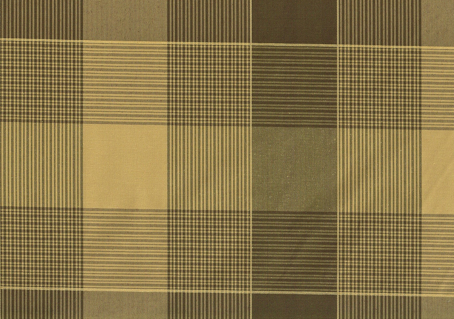 Designer Fabric Brown Gold Plaid Drapery Upholstery  