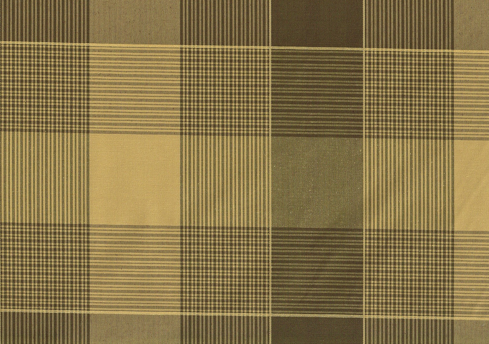 Designer Fabric Brown Gold Plaid Drapery Upholstery  