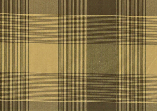 Designer Fabric Brown Gold Plaid Drapery Upholstery  