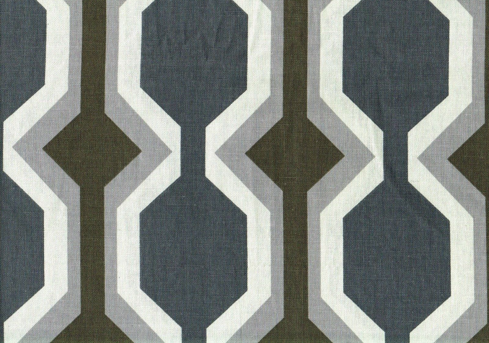 5 Yds Robert Allen Fabric Brown Gray White   Cotton Drapery Upholstery