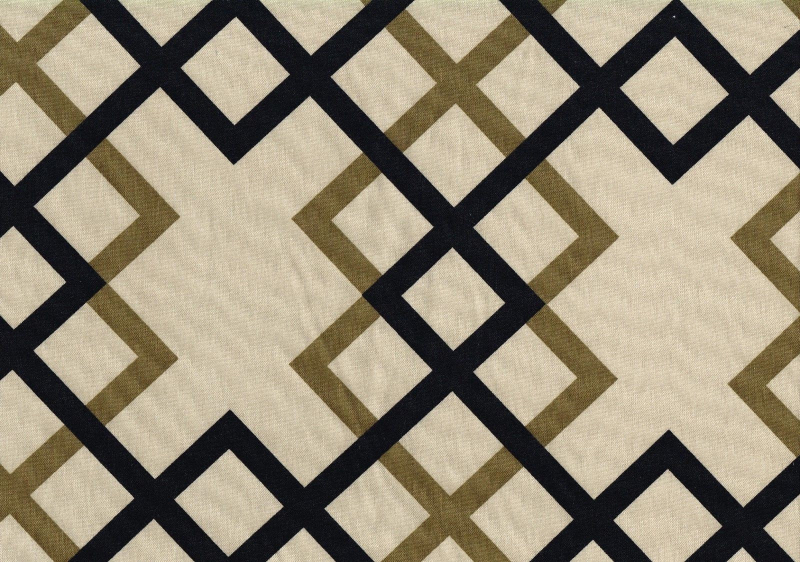 Braemore Fabric Beige Brown Black Geometric Cotton  Print Drapery Upholstery 