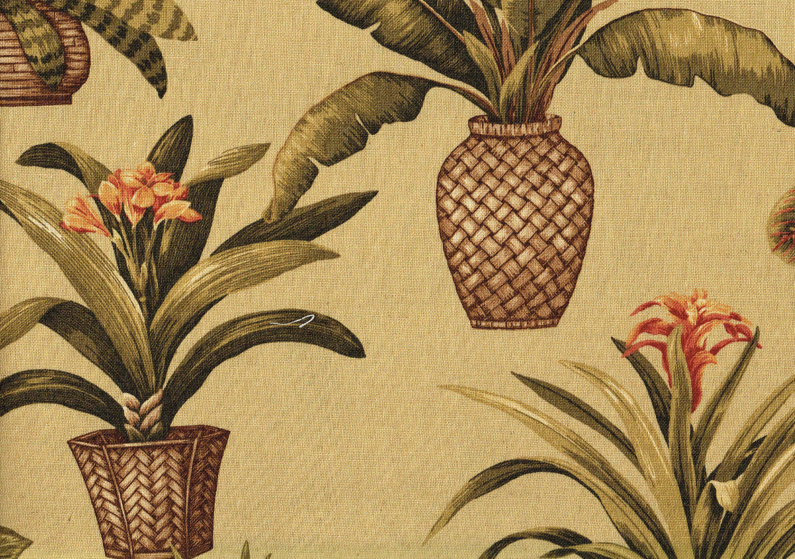 Kingsway Fabric Island Oasis Flowers Pots Drapery Upholstery