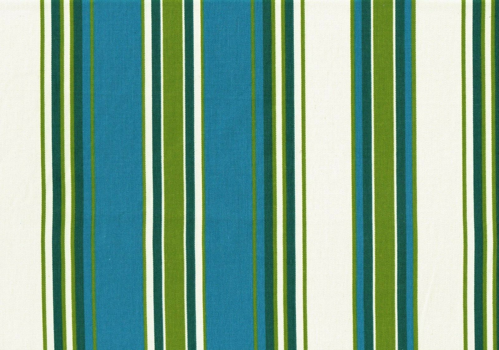6 Yds Designer Fabric Teal Green Off White Stripe Cotton  Drapery Upholstery