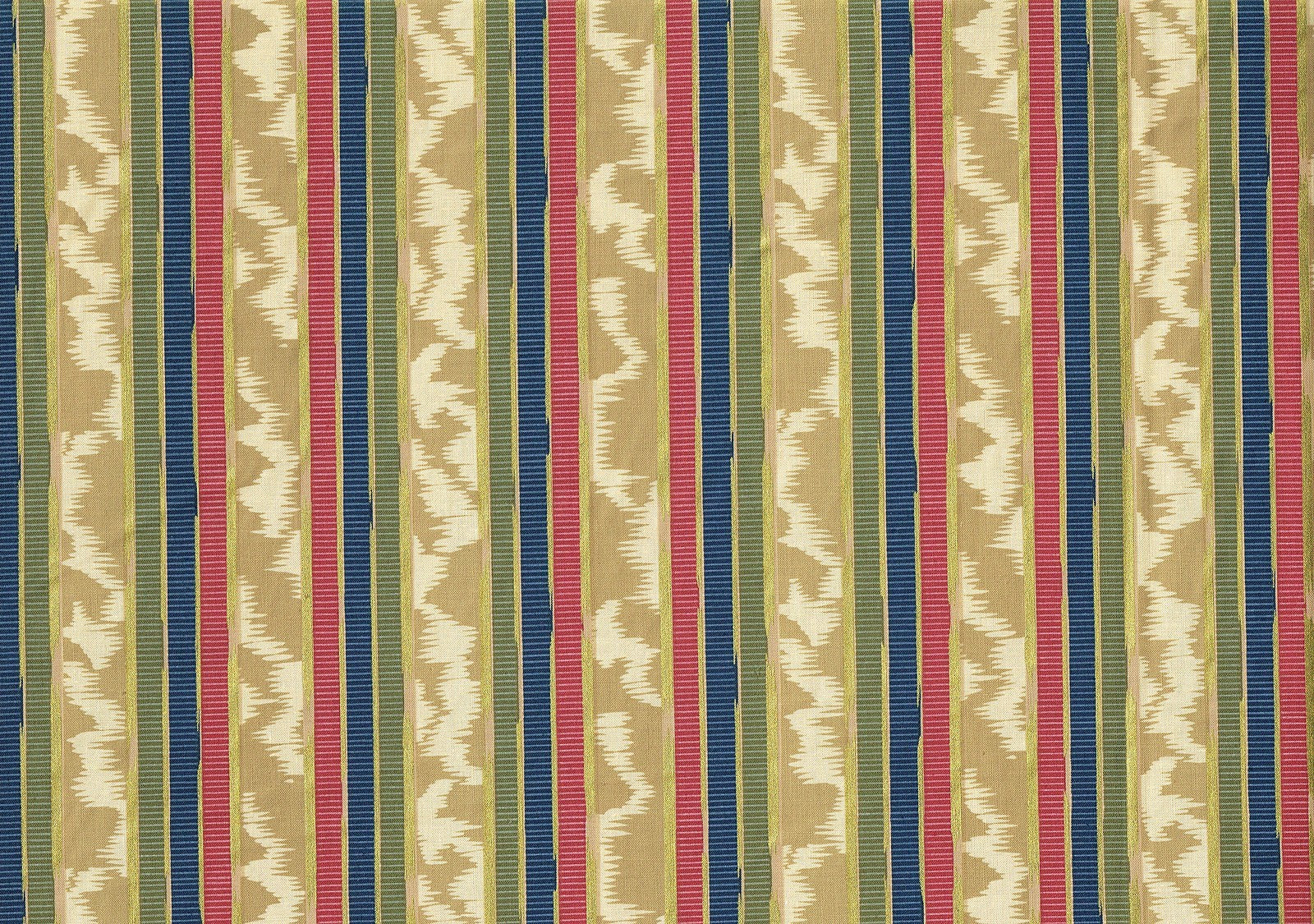Richloom Fabric Tan Beige Green Blue Gold  Striped Cotton Drapery Upholstery 