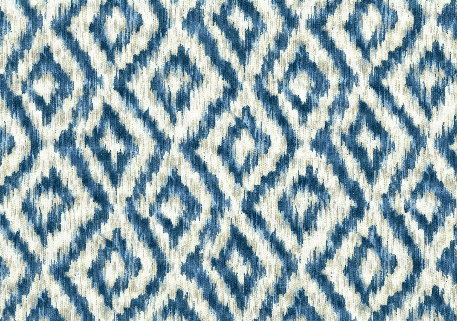 6 Yds  Swavelle Mill Creek Fabric Blue Beige Cotton   Drapery Upholstery 