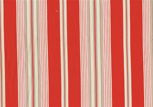 Designer Fabric Red Almond Gray Stripe Green  Drapery Upholstery 