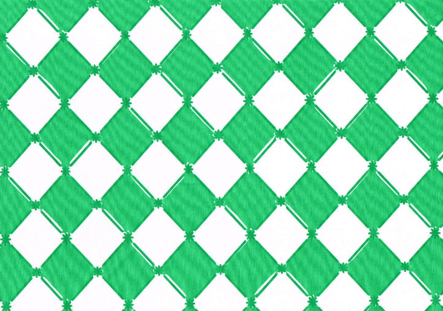 63" Di Lewis Studios 100% Cotton Green  White Diamonds  Drapery  Upholstery 