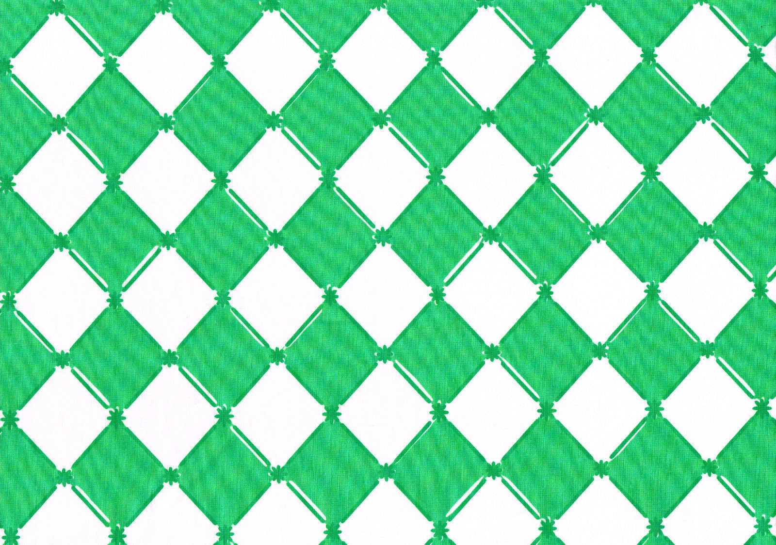 63" Di Lewis Studios 100% Cotton Green  White Diamonds  Drapery  Upholstery 
