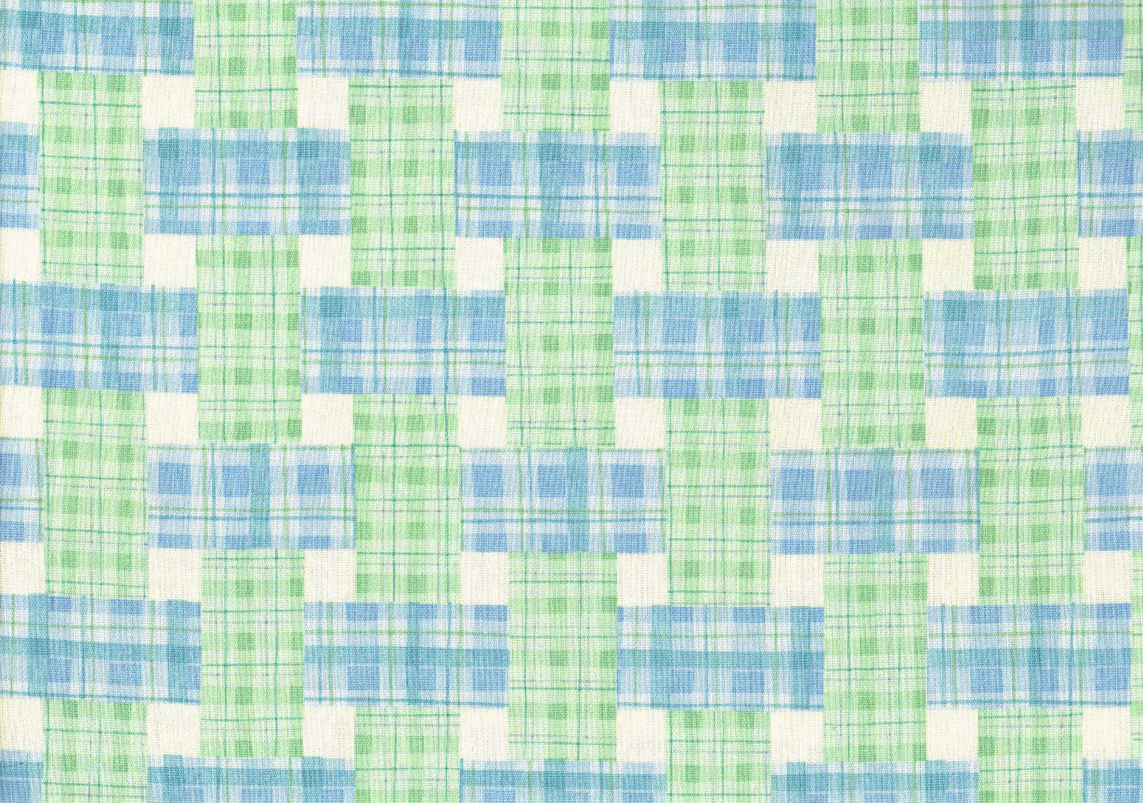 4.75 Waverly Fabric Pretty Plaid Blue Green Ecru  Cotton  Drapery Upholstery