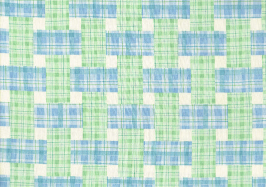 4.75 Waverly Fabric Pretty Plaid Blue Green Ecru  Cotton  Drapery Upholstery