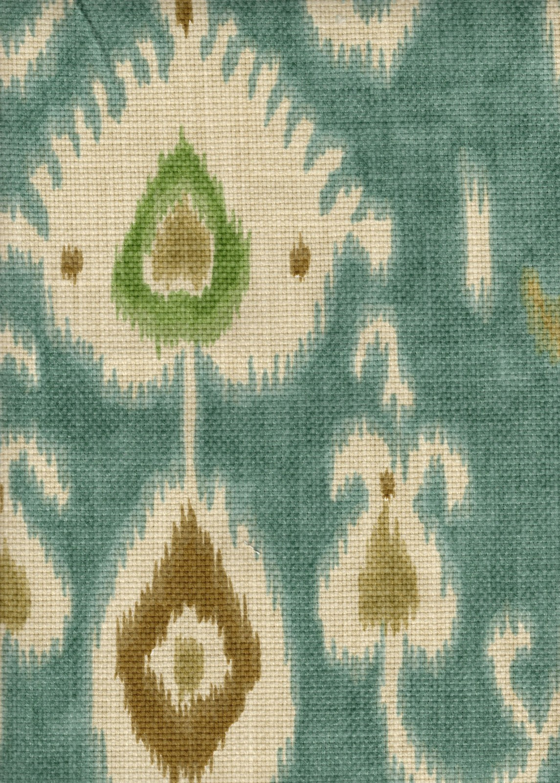 5 .75 Yds Portfolio Fabric Aqua Brown Gold Ikat Basketweave  Drapery Upholstery