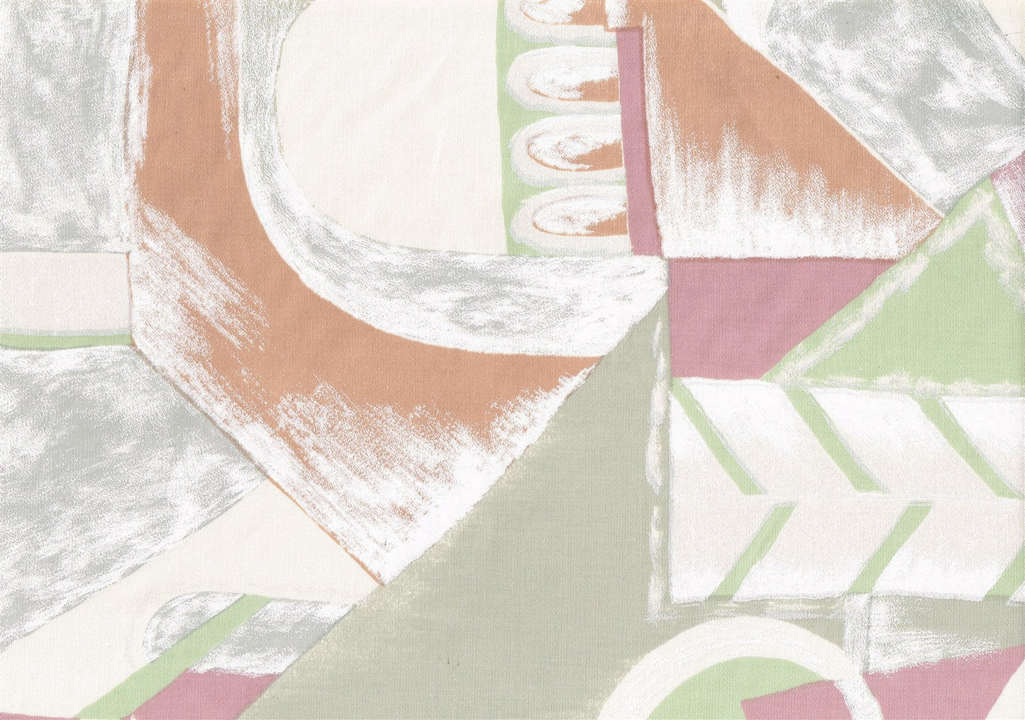 Designer Fabric Green Lilac Beige Coral Cotton Geometric  Drapery Upholstery 