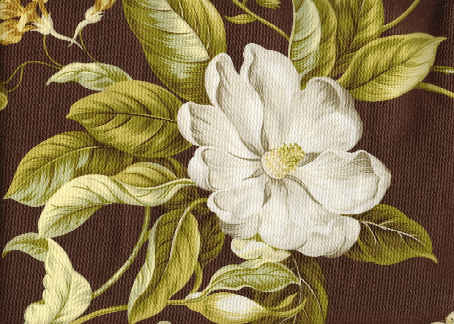 3.50 Yds Waverly Fabric Garden Image Brown Cotton  Drapery Upholstery