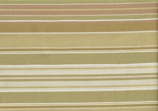 Designer Fabric  Camel Brown Off White Rose Green Stripe  Drapery Upholstery  
