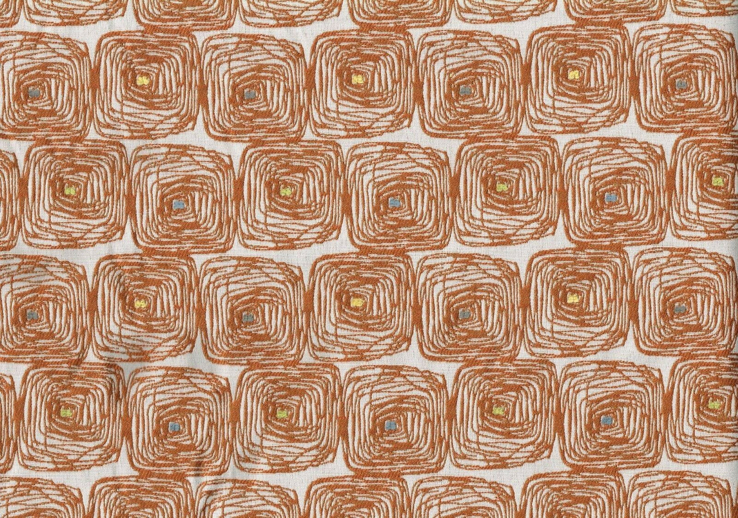 4 Yards Designer Fabric Red Ecru Multi Colored Dots  Geometric Woven Upholstery 