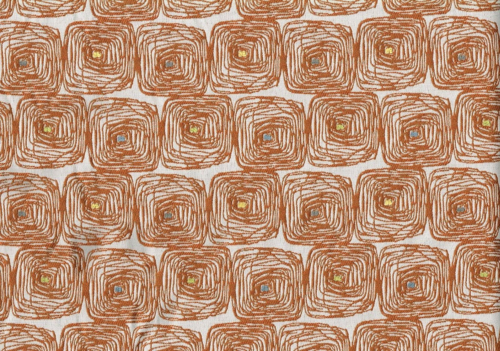 4 Yards Designer Fabric Red Ecru Multi Colored Dots  Geometric Woven Upholstery 