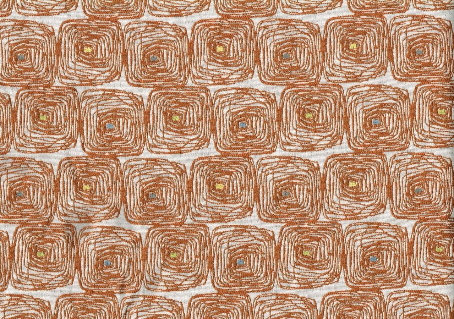 4 Yards Designer Fabric Red Ecru Multi Colored Dots  Geometric Woven Upholstery 