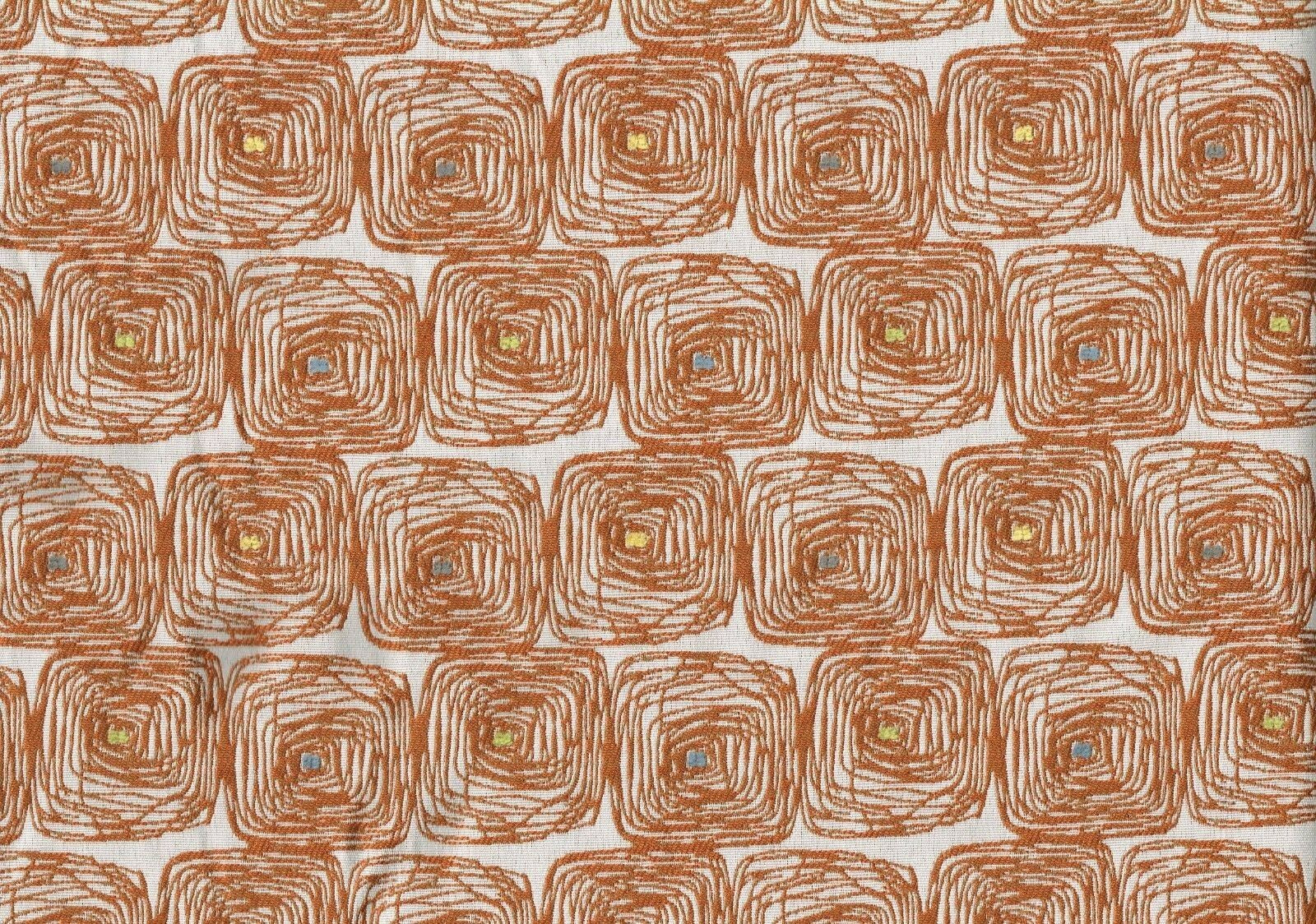 4 Yards Designer Fabric Red Ecru Multi Colored Dots  Geometric Woven Upholstery 