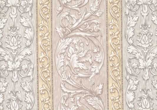 Portfolio Fabric Tan Gray Scroll Stripe Cotton Drapery Upholstery