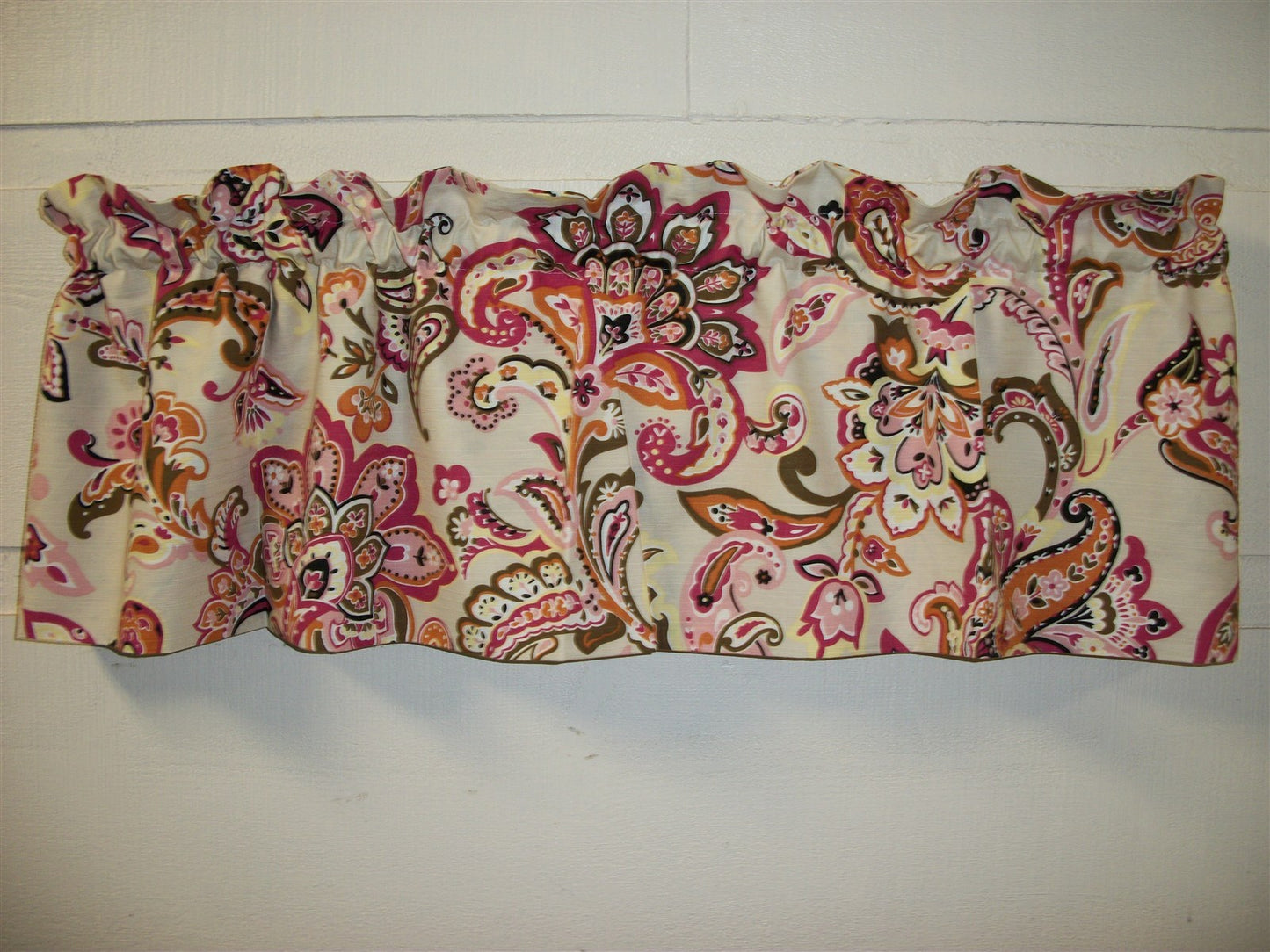 Braemore Fabric Topper Ecru Hot Pink Brown Cinnamon Black  Lined  Valance 