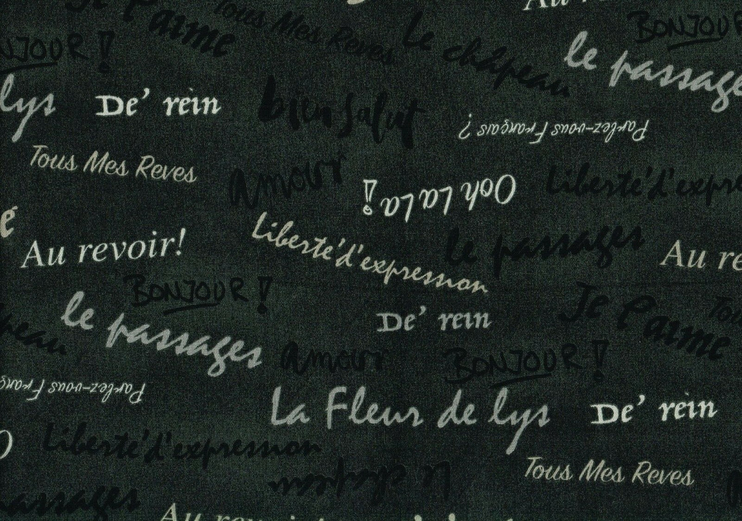 Designer Fabric Black White   Script Cotton Print  Drapery Upholstery 
