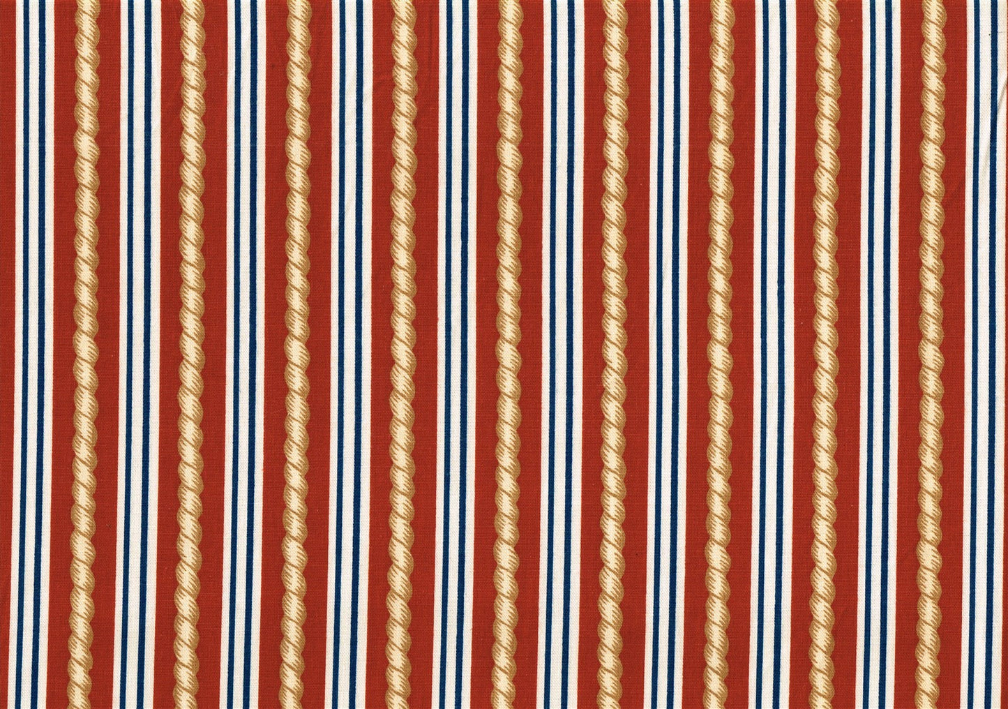 Robert Allen Fabric Rust Gold Blue Beige Striped Cotton Drapery Upholstery  
