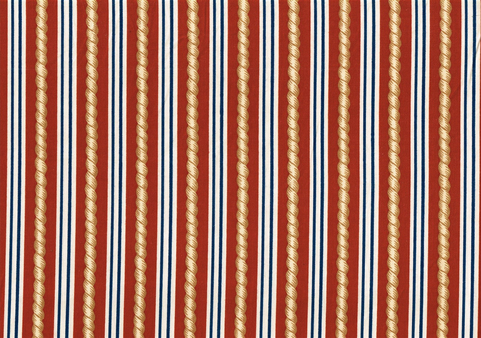 Robert Allen Fabric Rust Gold Blue Beige Striped Cotton Drapery Upholstery  