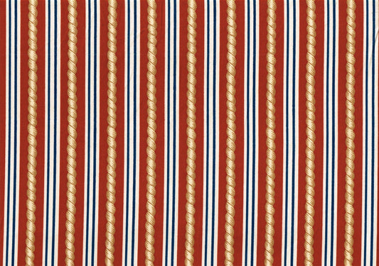 Robert Allen Fabric Rust Gold Blue Beige Striped Cotton Drapery Upholstery  
