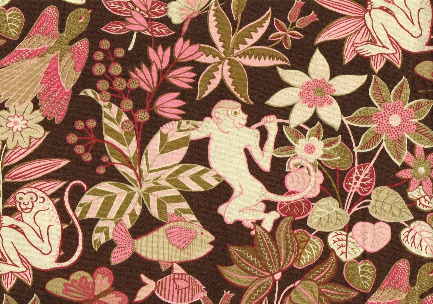 5 Yds Waverly Fabric Monkey Around  Cotton  Drapery Upholstery