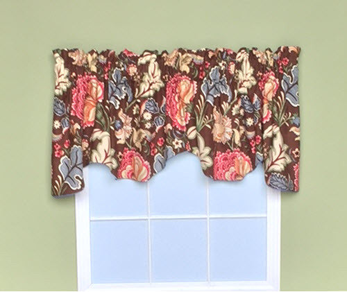 Custom Made  Window Topper  Brown Blue Red Green  Cotton Corded  Lined 