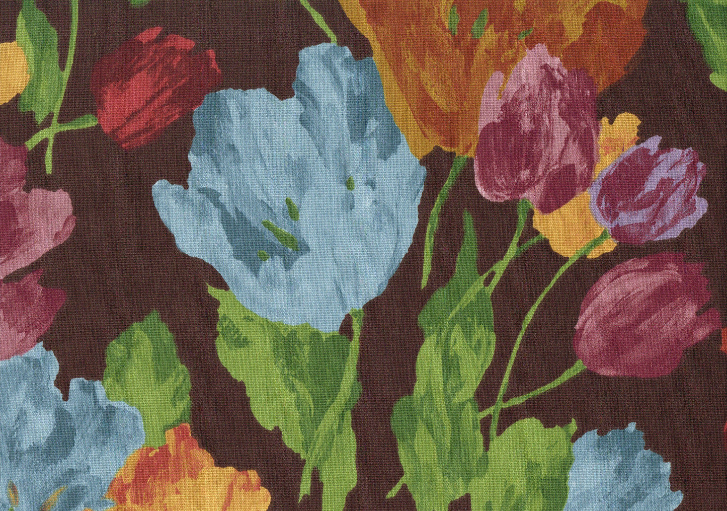 Ameritex Fabric Brown Blue Red Lavender Floral Cotton Drapery Upholstery 