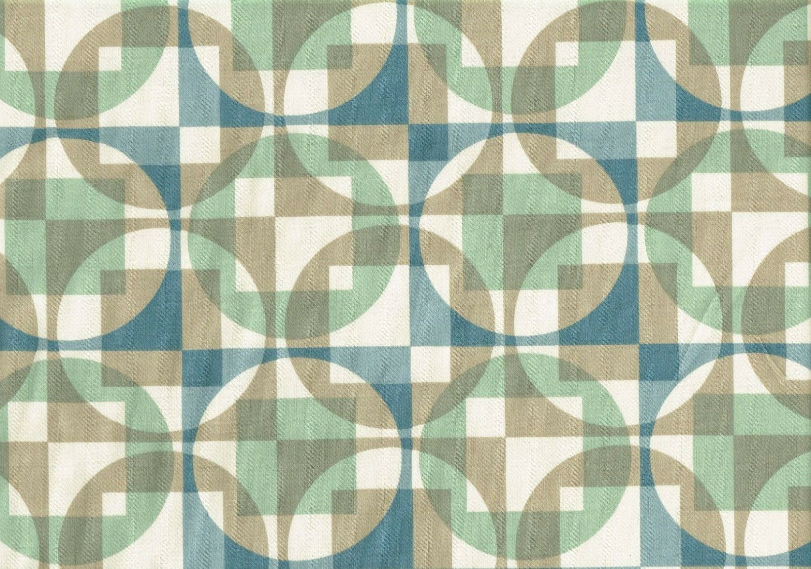 Robert Allen Fabric Green Blue Tan Ivory Cotton Drapery Upholstery 
