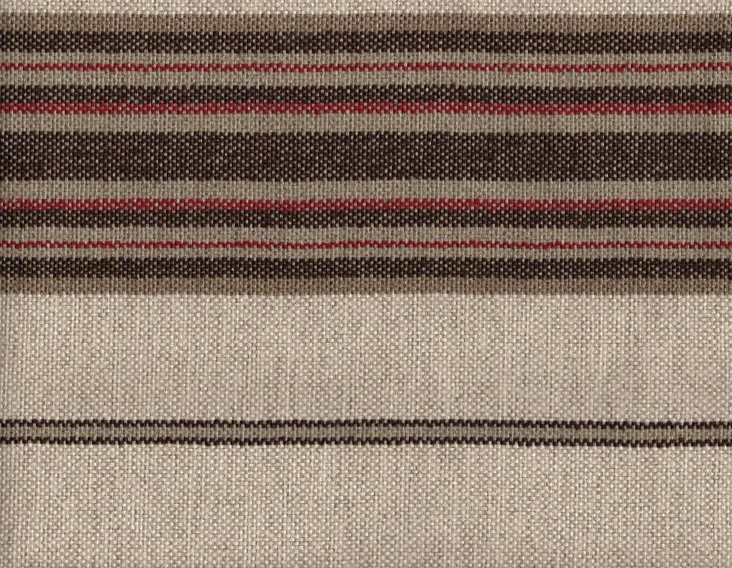 Designer Fabric Beige Brown Burgundy Stripe  Upholstery