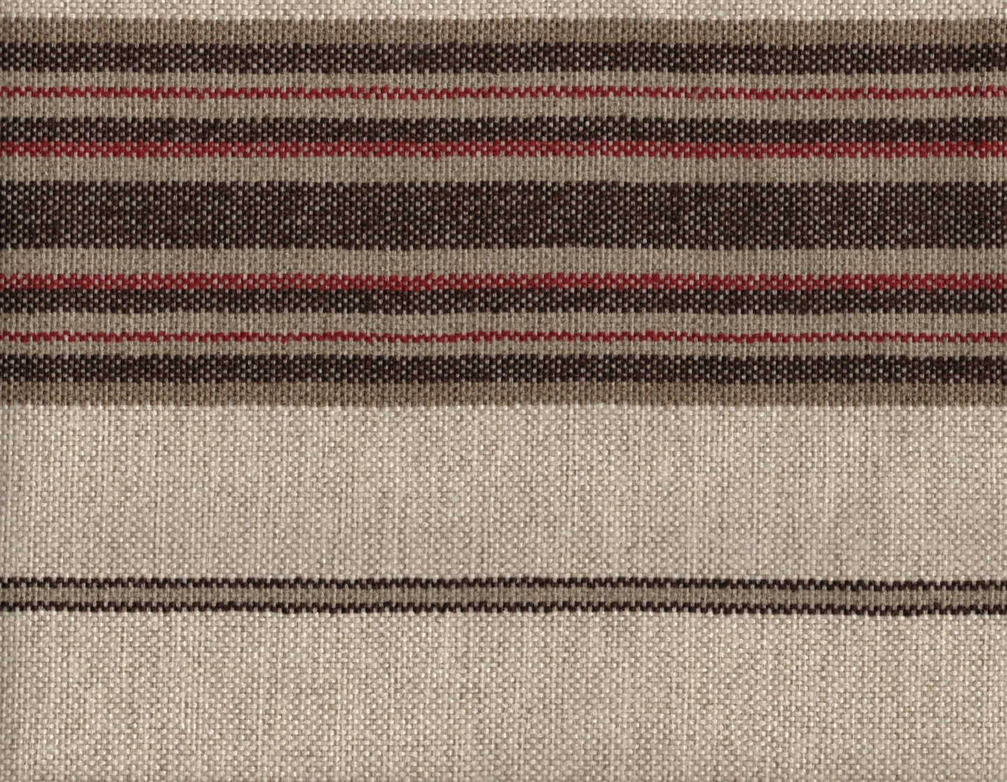 Designer Fabric Beige Brown Burgundy Stripe  Upholstery