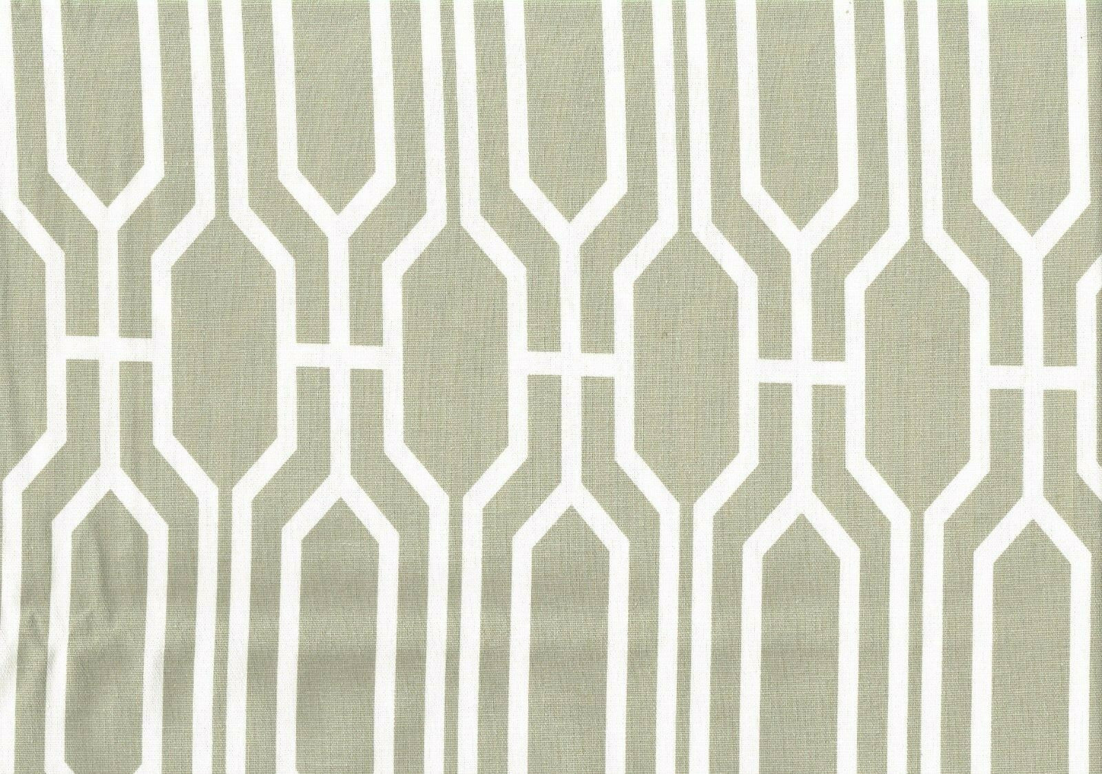 5 Yds Covington Fabric Harland Khaki White Geometric Cotton  Drapery Upholstery 
