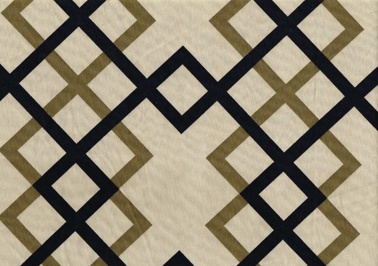 Braemore Fabric Beige Brown Black Geometric Cotton  Print Drapery Upholstery 