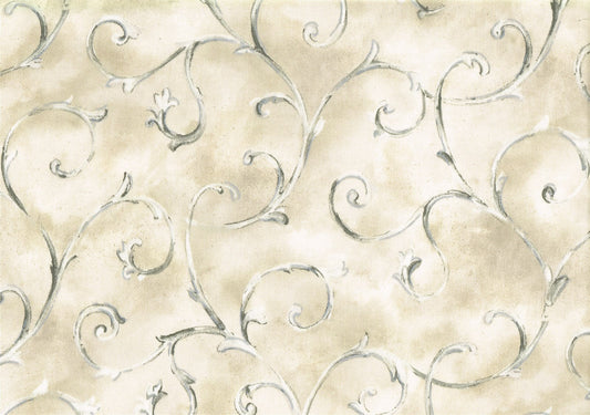 Mill Creek Fabric Beige Gray Scroll  Cotton  Drapery Upholstery 