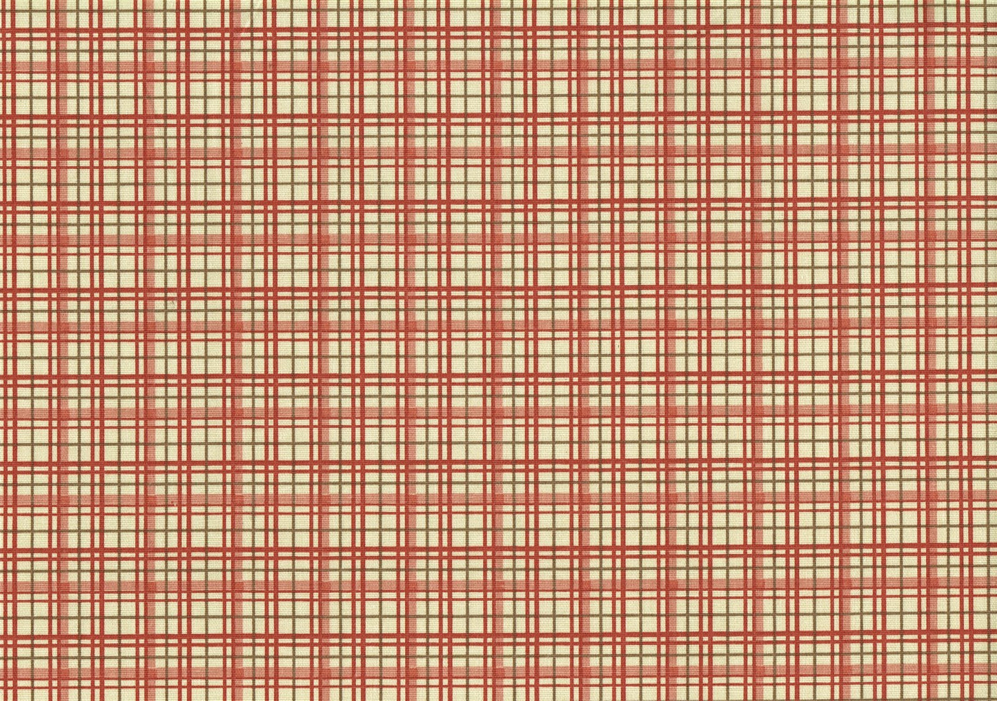 Richloom Fabric Beige  Red Coral Green Cotton Plaid    Drapery Upholstery 