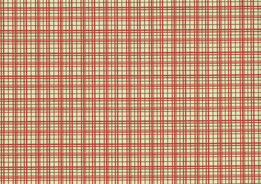 Richloom Fabric Beige  Red Coral Green Cotton Plaid    Drapery Upholstery 
