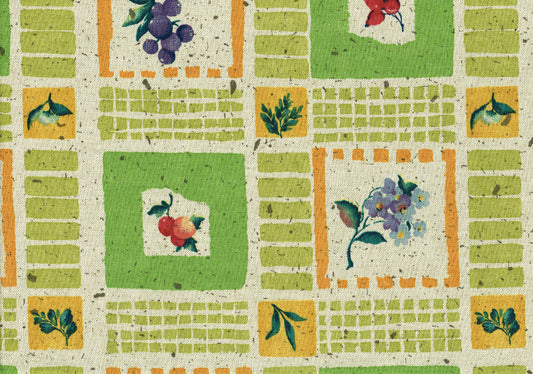 3 Yds Portfolio Fabrics Tereza Green Gold Red  Linen Look Drapery Upholstery 