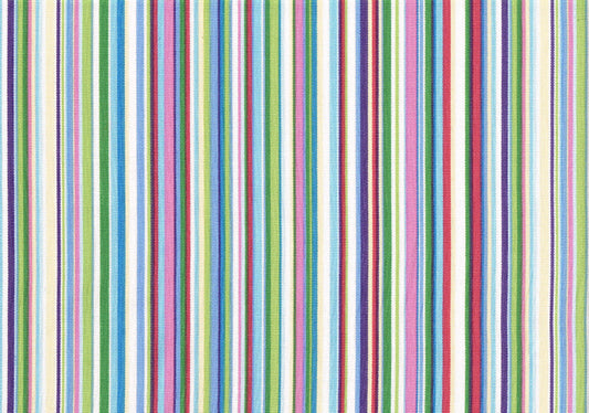 2.50 Yds PKaufmann Fabric Blue Pink Red Green Striped Cotton Drapery Upholstery