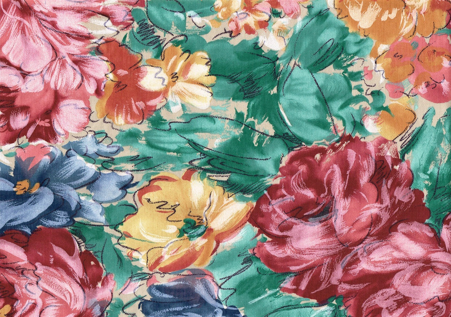5 Yds Jaclyn Nash Starlight Burgundy Rose Green Blue Gold   Drapery Upholstery 