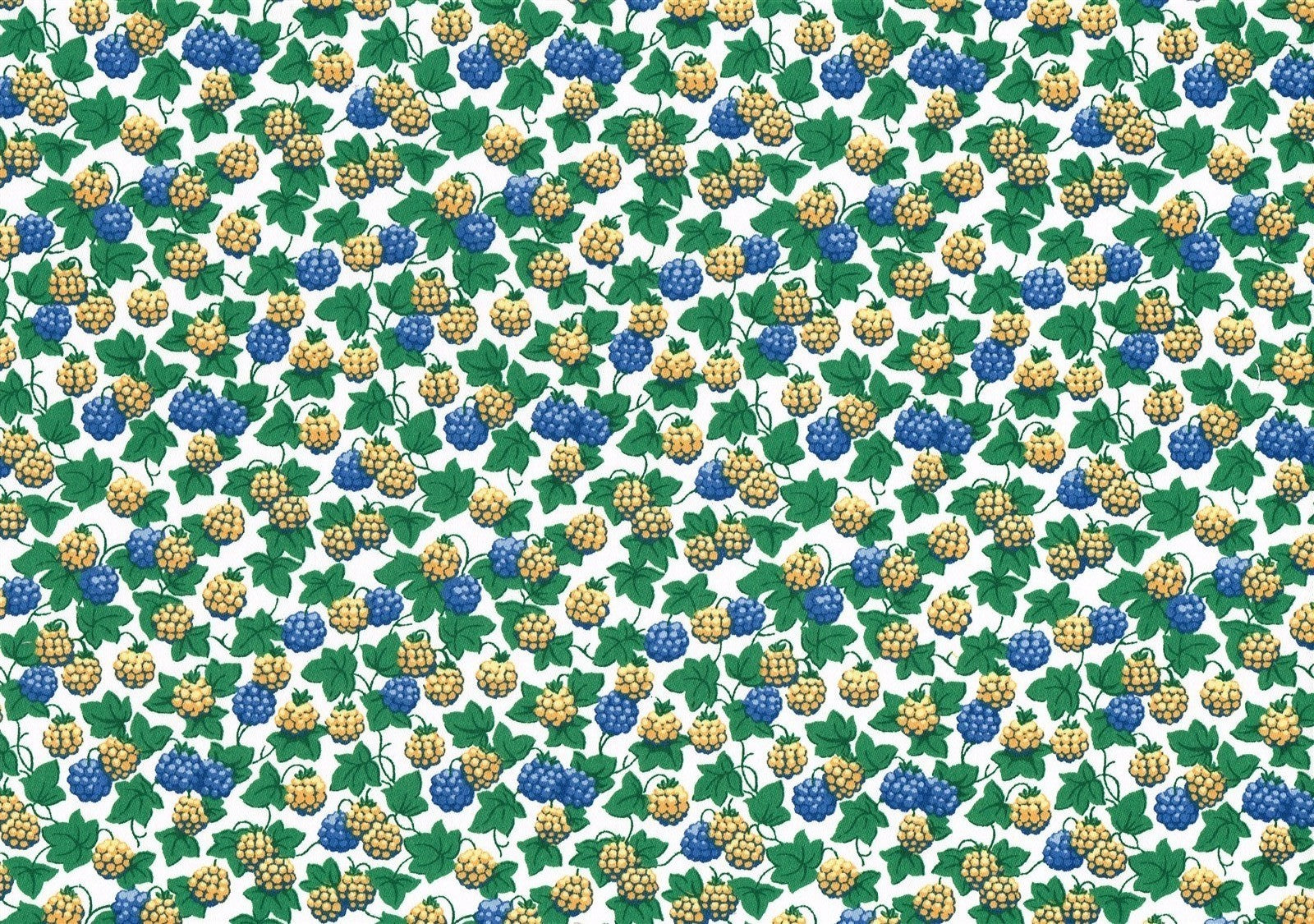 Waverly Fabric Easy Pickin White Blue Gold Green   Cotton Drapery Upholstery 