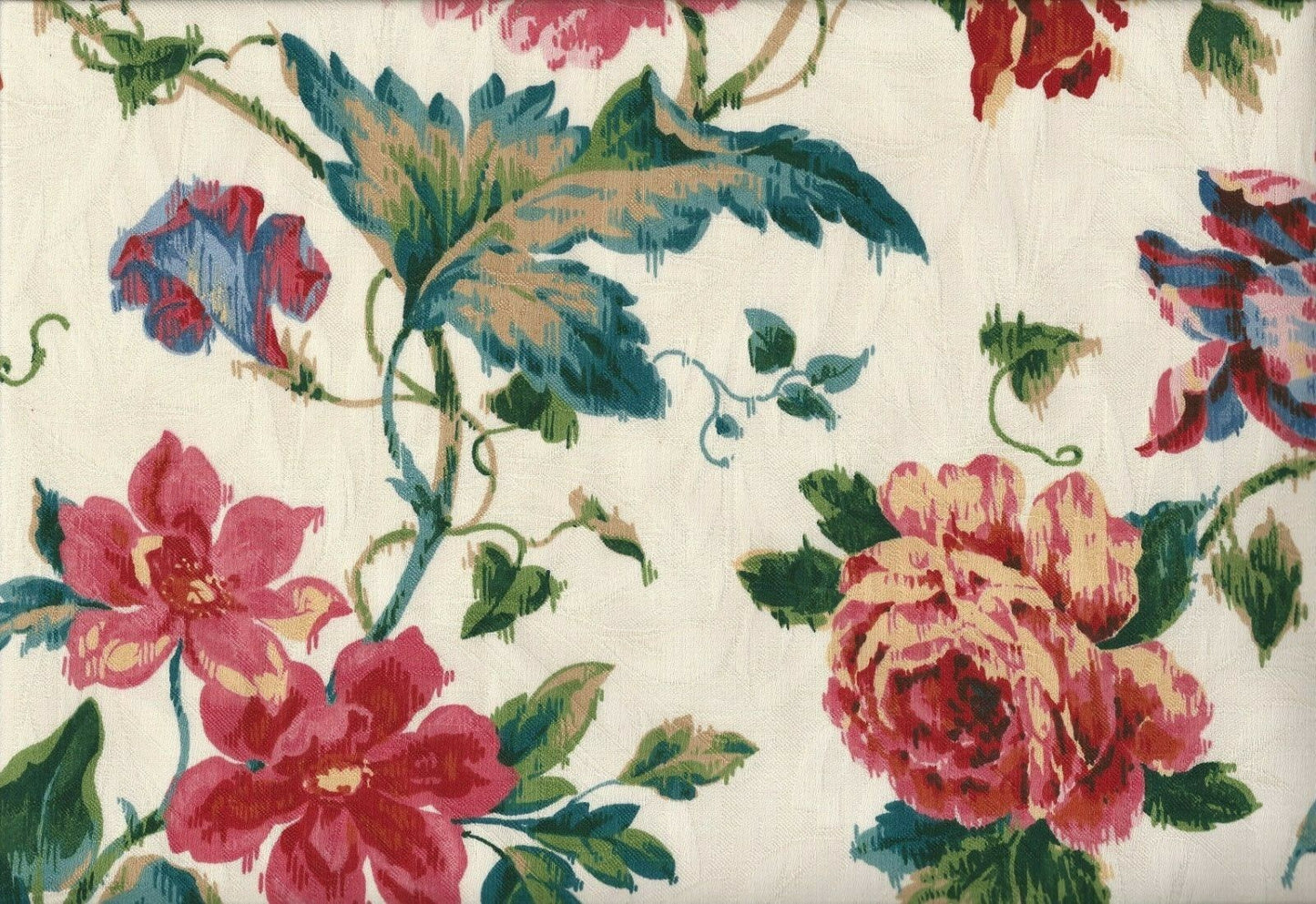 5.50 Yds  Interior Fabrics Blush Green Red Blue Teal Cotton  Drapery Upholstery 