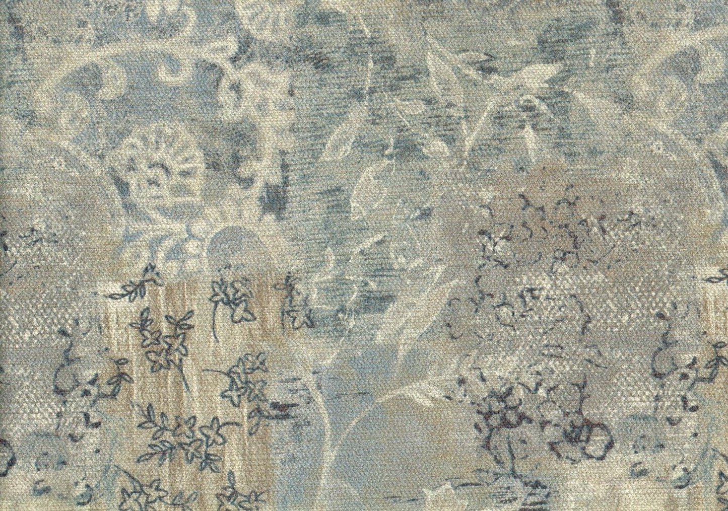 1 Sample David Rothchild Fabric Porcelain Sage  Aqua Gray Gold Drapery Uph
